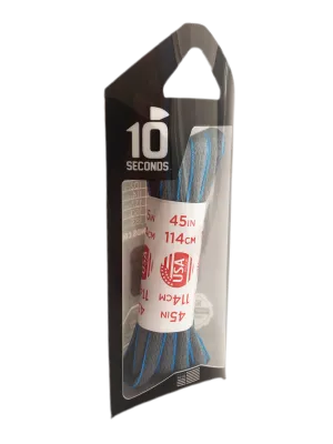 10 Seconds ® Athletic Oval Laces | Grey/Neon Blue Piping