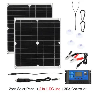 100w Solar Panel Dual 12v/5v USB With 30A Controller Waterproof Solar Cells Poly Solar Cells for Car Yacht RV Battery Charger