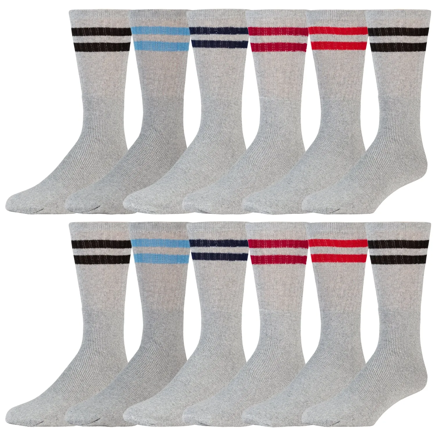 12 Pairs of Cotton Tube Athletic Sport Referee Style Socks