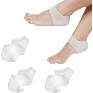 3 Pairs Silicone Heel Protector Plantar Fasciitis Inserts Pads Gel Heel Cushion Pain Relief Socks