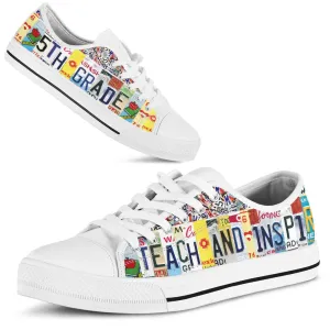 5Th Grade License Plates Low Top Shoes, Teacher Shoes, Low Top Sneakers