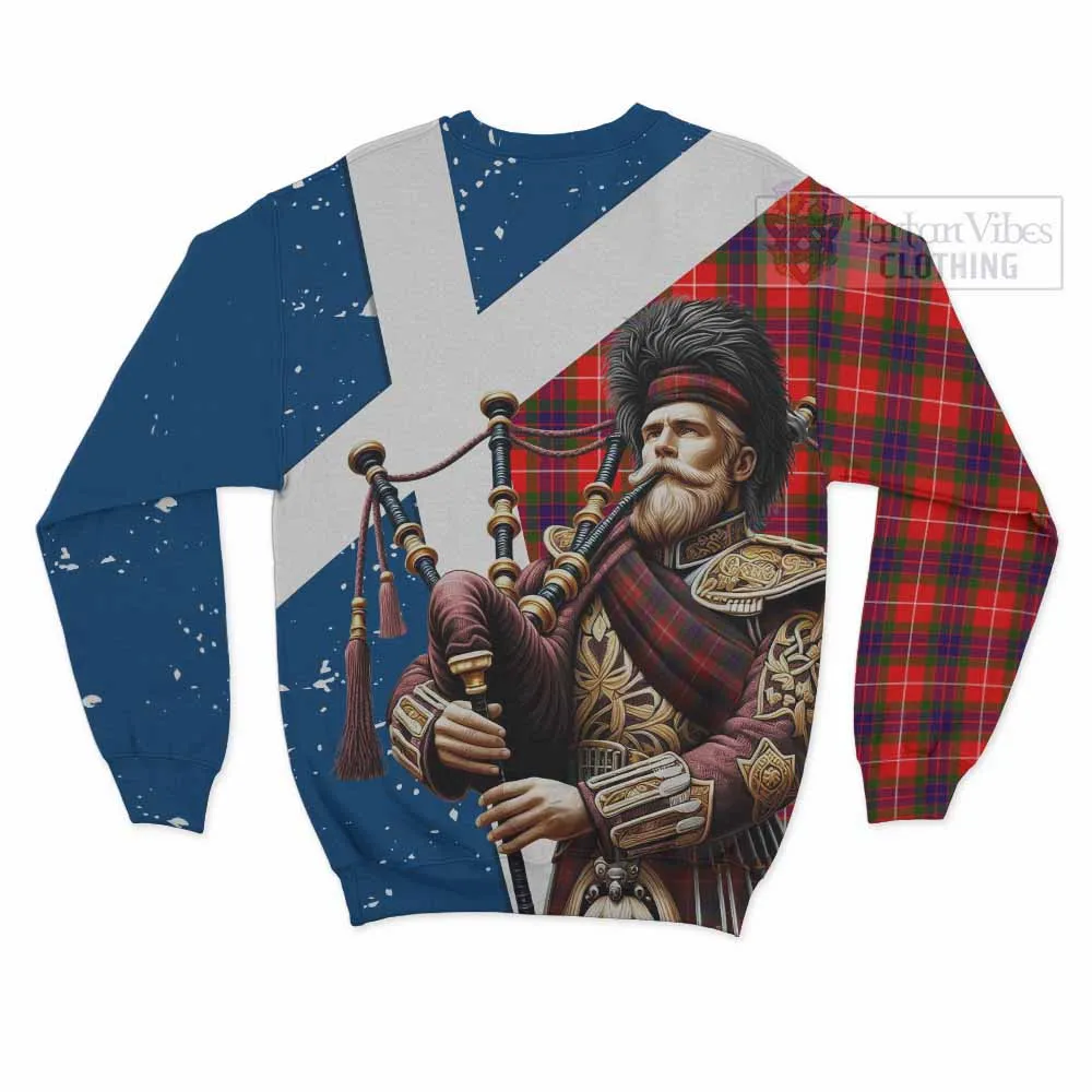 Abernethy Tartan Sweatshirt with Family Crest Scottish Bagpiper Vibes