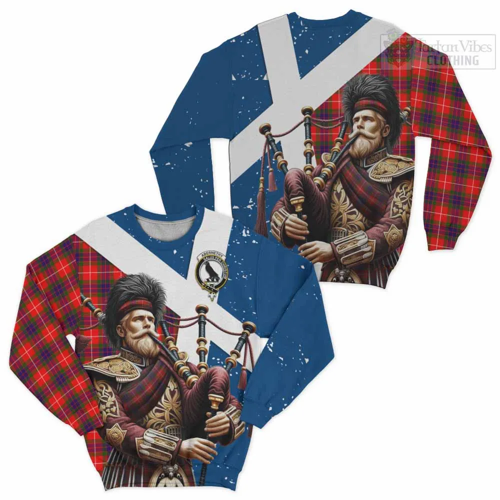 Abernethy Tartan Sweatshirt with Family Crest Scottish Bagpiper Vibes