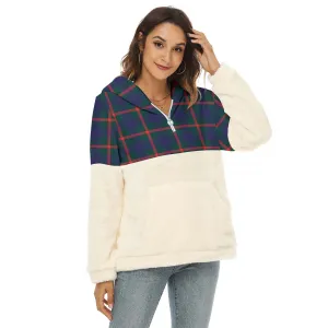 Agnew Tartan Women's Borg Fleece Hoodie With Half Zip