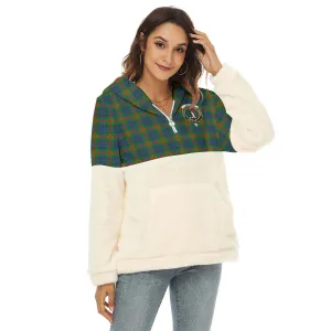 Aiton Tartan Women's Borg Fleece Hoodie With Half Zip with Family Crest