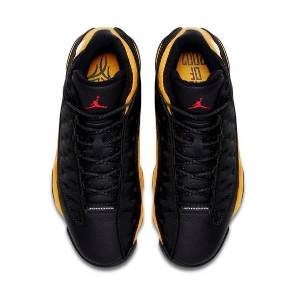 AJ 13 Retro Flint Black and Yellow Basketball Sneakers