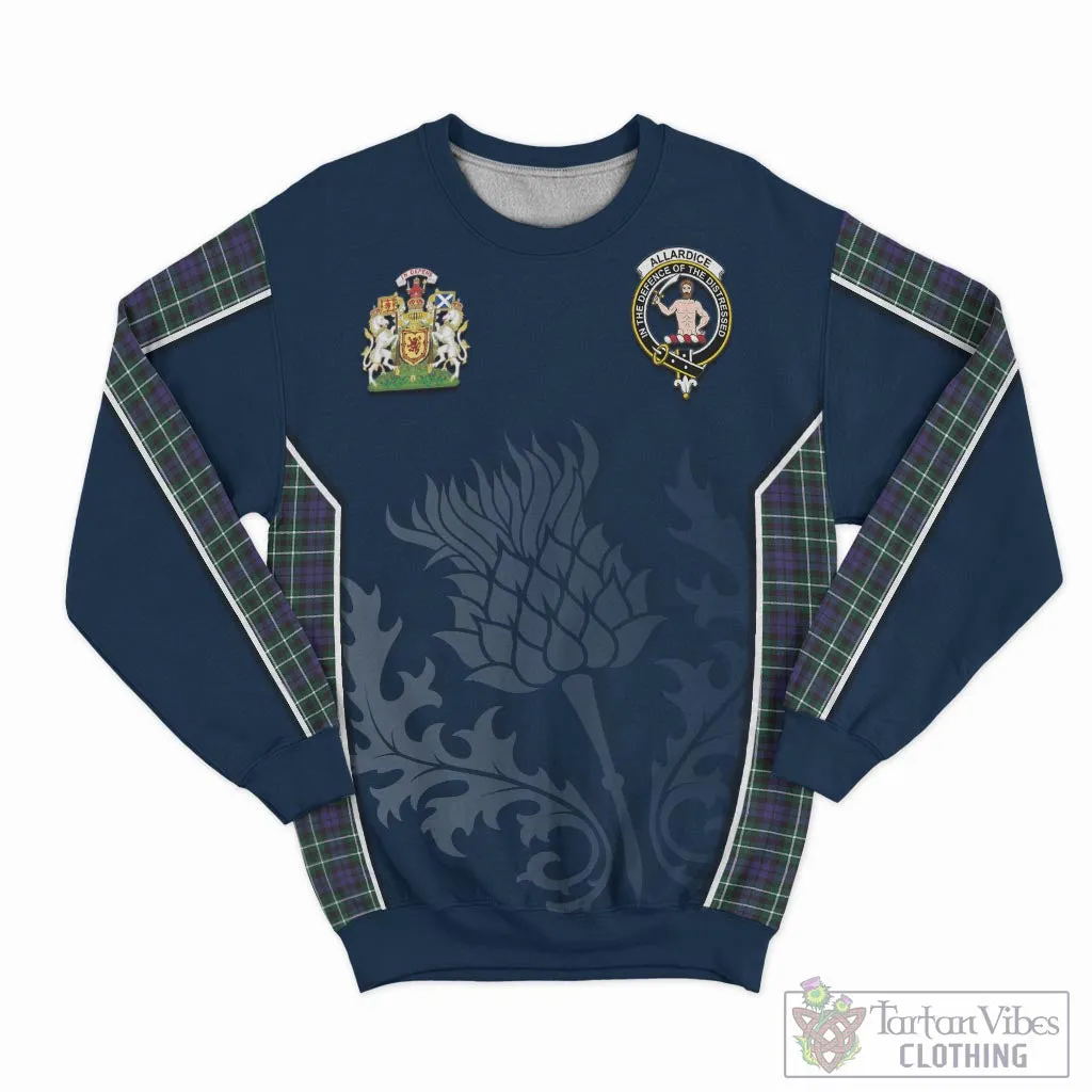 Allardice Tartan Sweatshirt with Family Crest and Scottish Thistle Vibes Sport Style