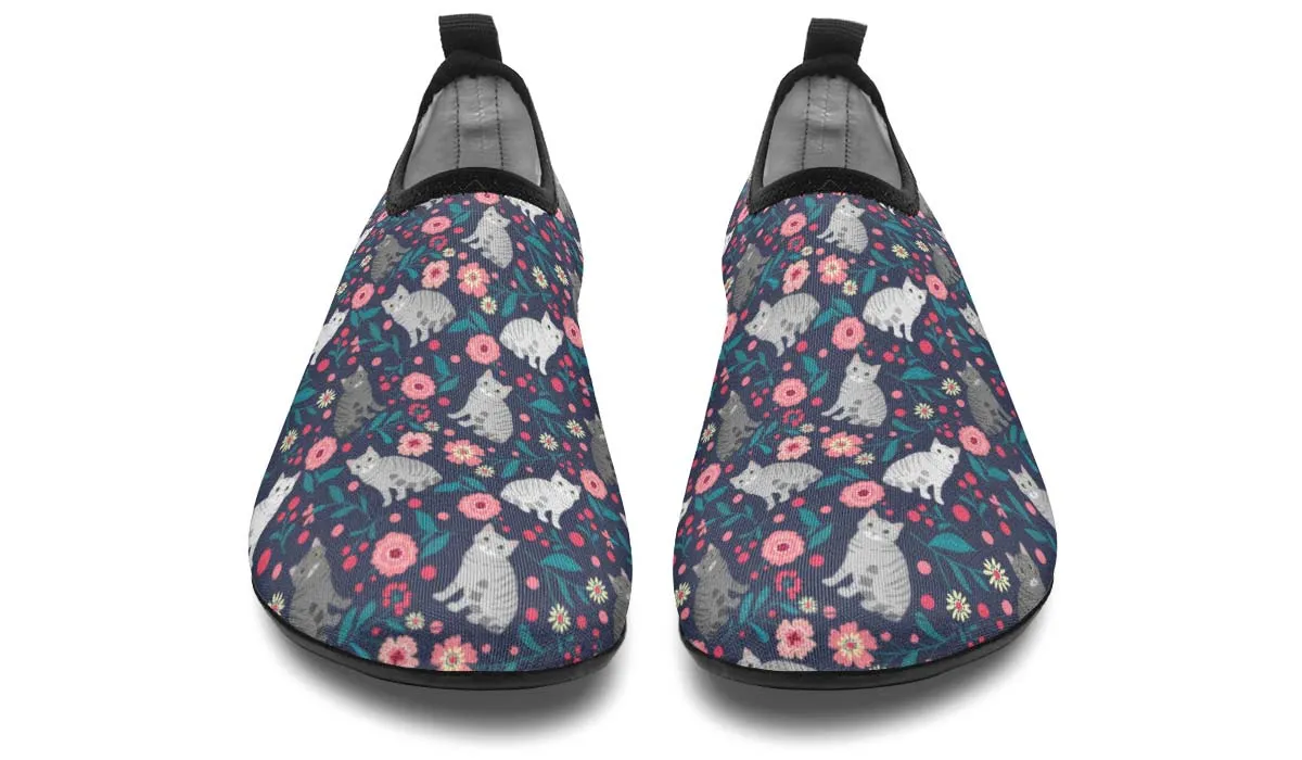 American Shorthair Cat Flower Aqua Barefoot Shoes