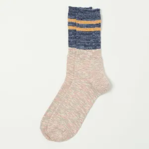 Anonymous Ism Slub Stripes Crew Socks - Navy