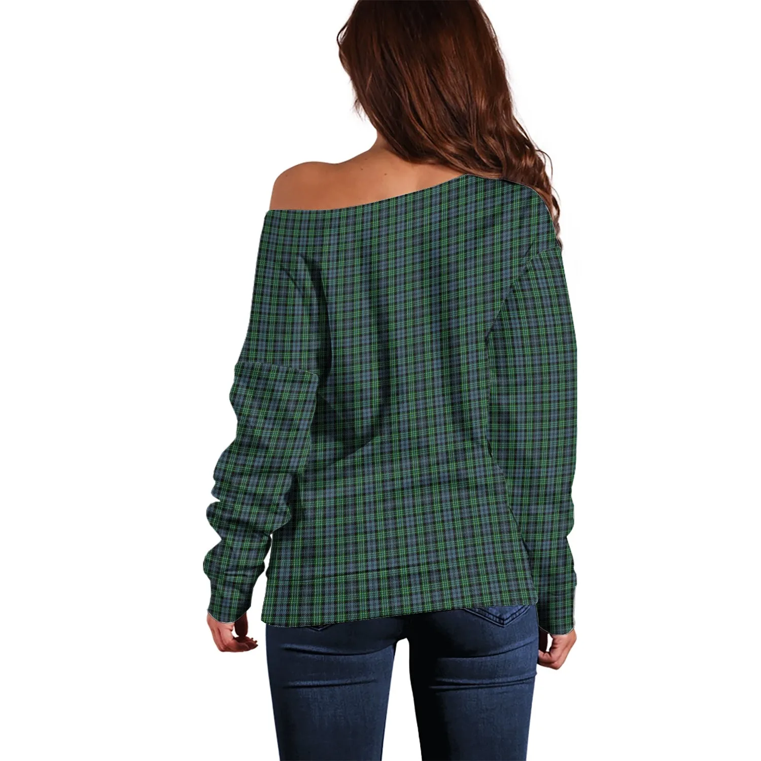 Arbuthnot Tartan Off Shoulder Women Sweater with Family Crest