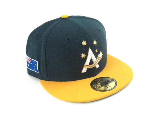 Australia World Baseball Classic New Era Fitted 59FIFTY Hat (DARK GREEN YELLOW GRAY UNDER BRIM)