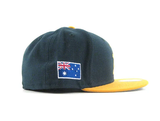 Australia World Baseball Classic New Era Fitted 59FIFTY Hat (DARK GREEN YELLOW GRAY UNDER BRIM)