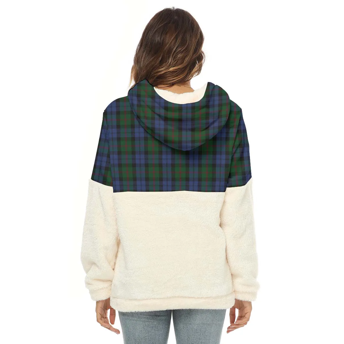 Baird Tartan Women's Borg Fleece Hoodie With Half Zip