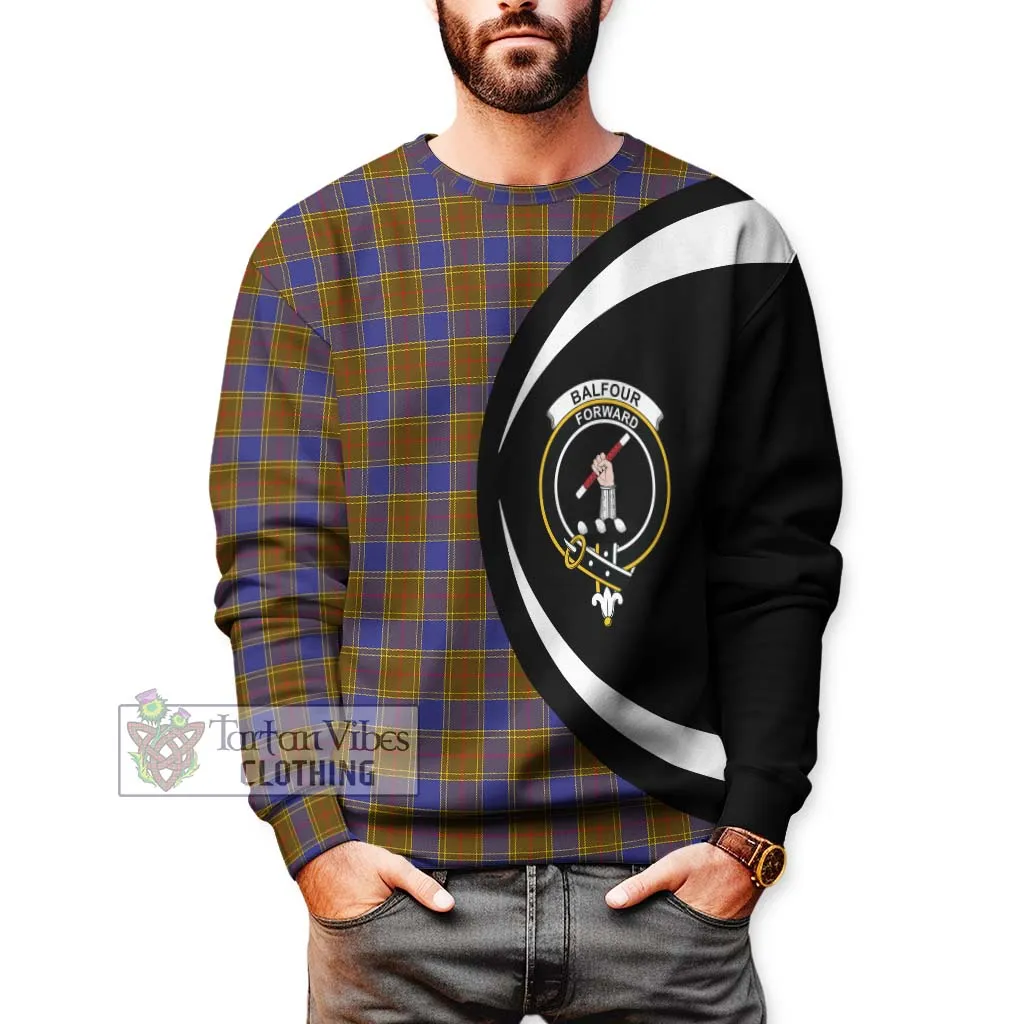 Balfour Tartan Sweatshirt with Family Crest Circle Style