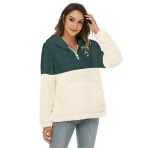 Barclay Tartan Women's Borg Fleece Hoodie With Half Zip with Family Crest