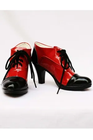 Black Butler Grell Cosplay Shoes Boots Black and Red