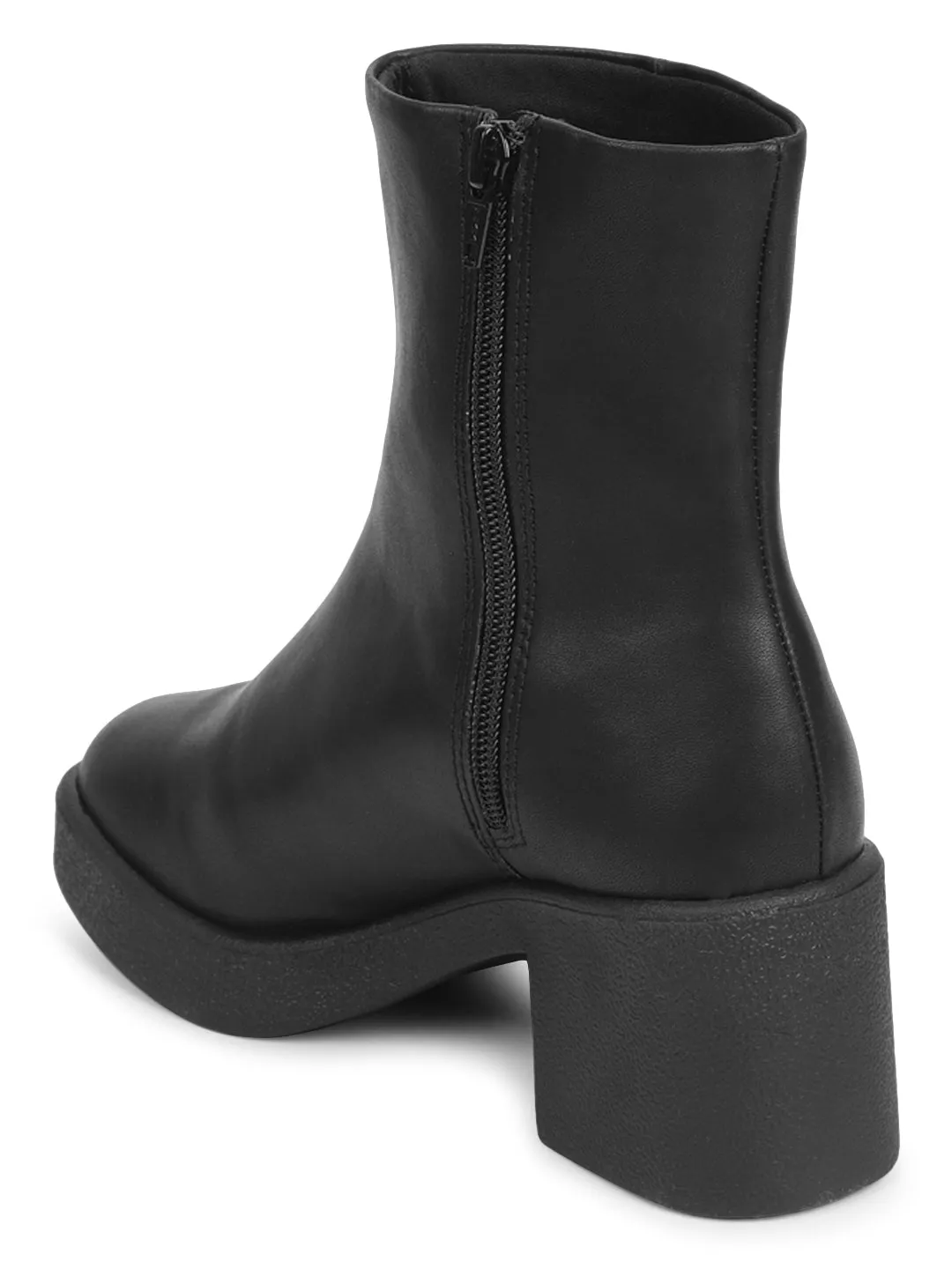 Black PU Block Ankle Boots (TC-ST-1261-BLK)