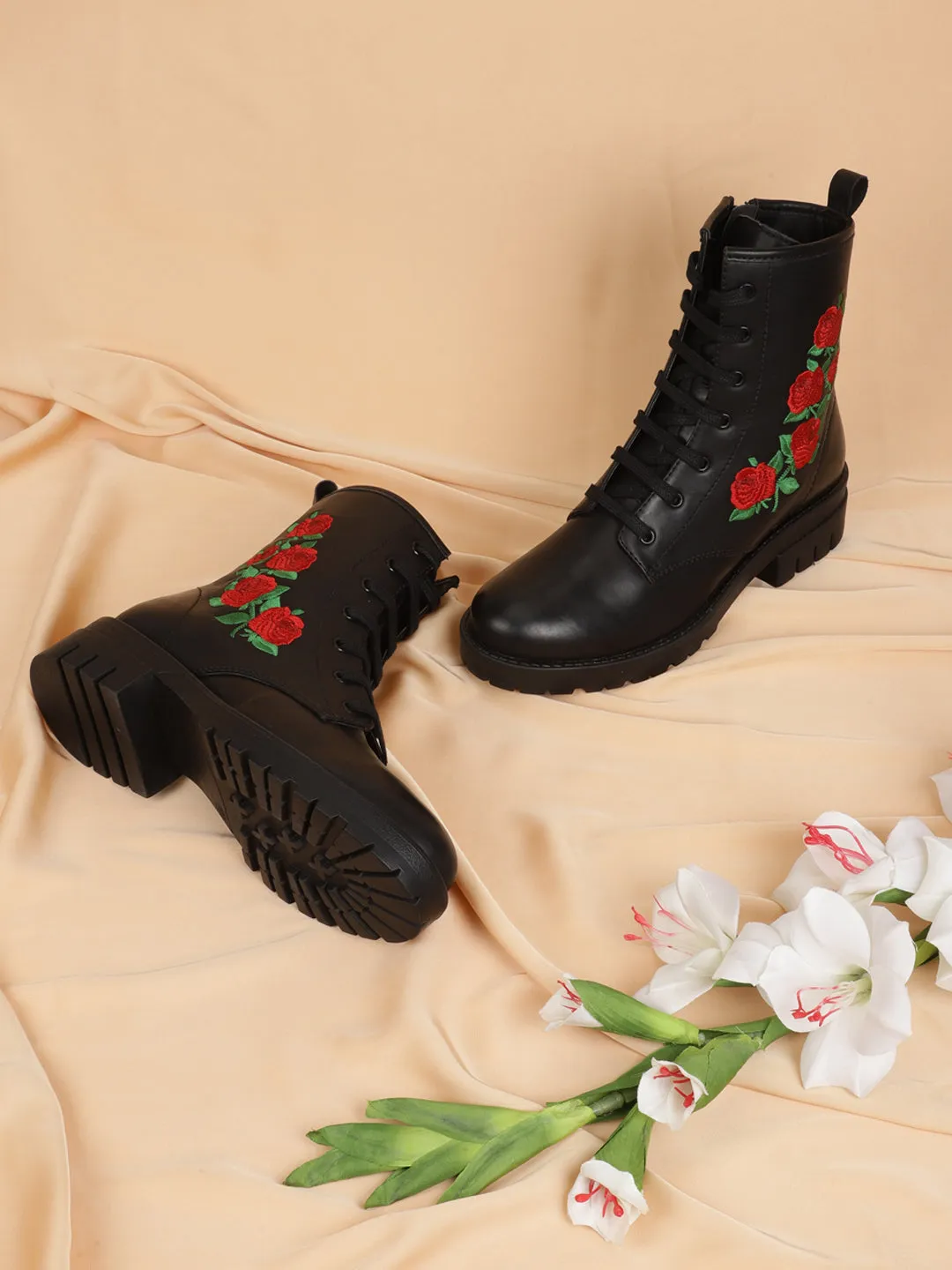 Black PU Kitten Ankle Boots (TC-ST-1282-BLKPU)