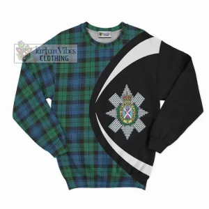 Black Watch Ancient Tartan Sweatshirt with Family Crest Circle Style