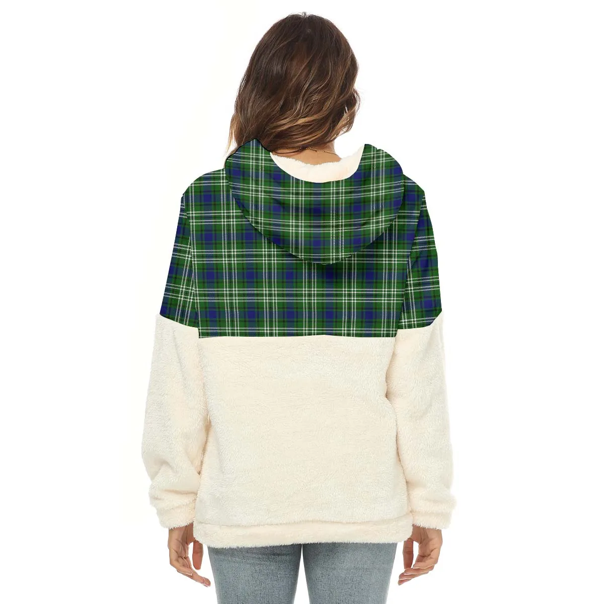 Blackadder Tartan Women's Borg Fleece Hoodie With Half Zip