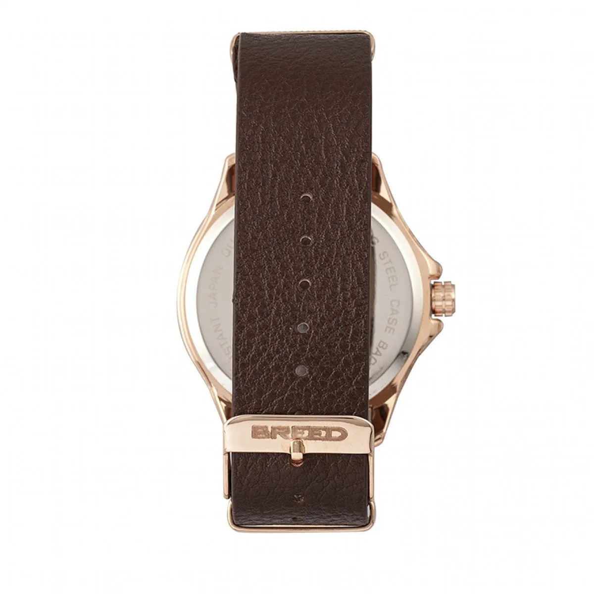 Breed Dixon Leather-Band Watch w/Day/Date - Bronze/Brown