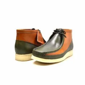 British Walkers Walker 100 Wallabee Boots Men's Green and Tan Leather