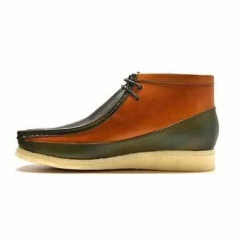 British Walkers Walker 100 Wallabee Boots Men's Green and Tan Leather