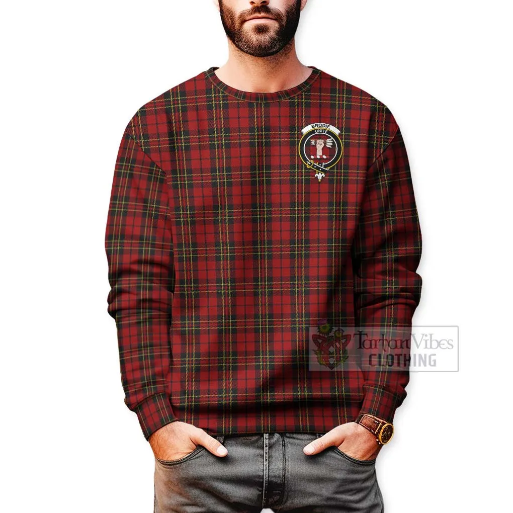 Brodie Tartan Sweatshirt with Family Crest Celtic Skull Style