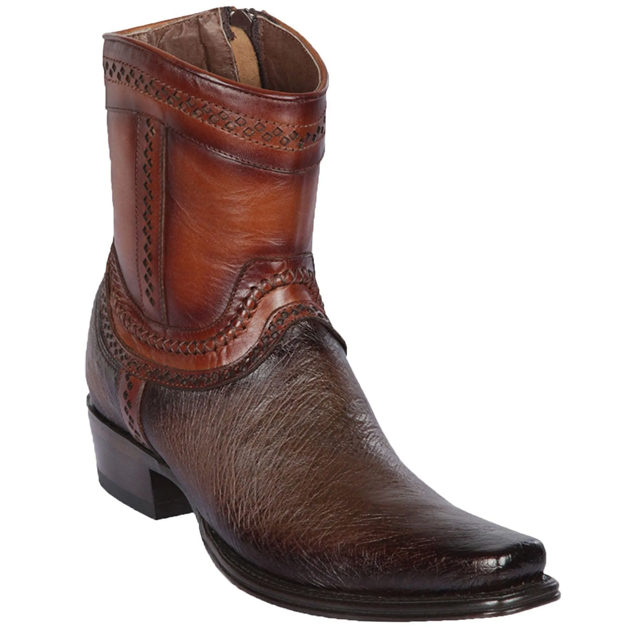 Brown Smooth Ostrich Short Cowboy Boots