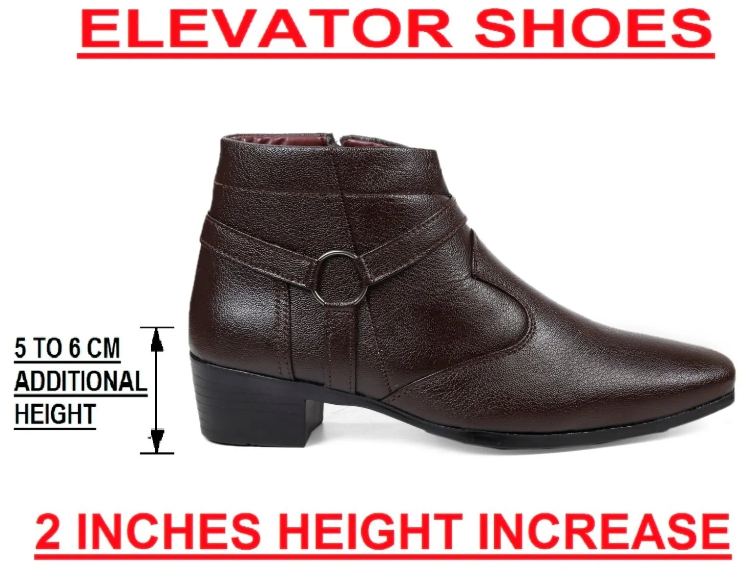 BXXY Men's New Height Increasing with Strapped Zipper and Buckle Boots for All Occassions and All Seasons