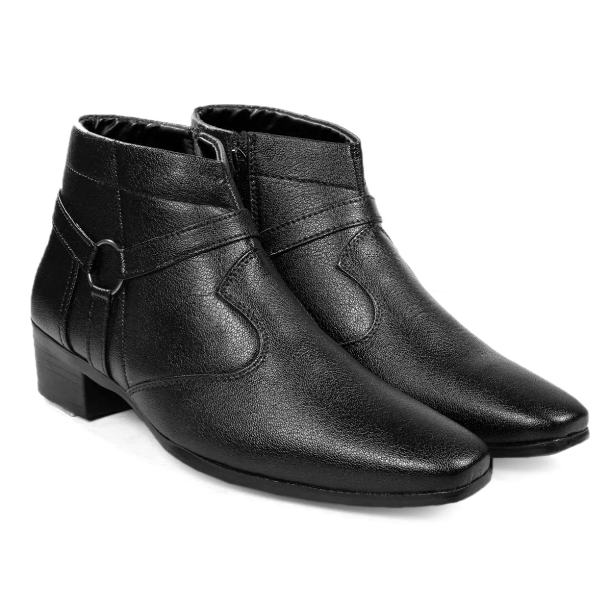 BXXY Men's New Height Increasing with Strapped Zipper and Buckle Boots for All Occassions and All Seasons