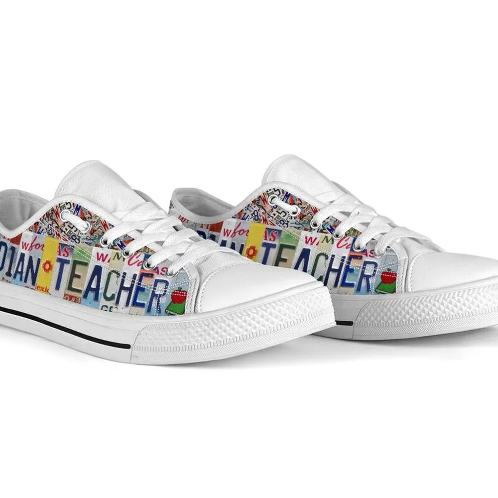 Canadian Teacher License Plates Low Top Shoes, Teacher Shoes, Low Top Sneakers