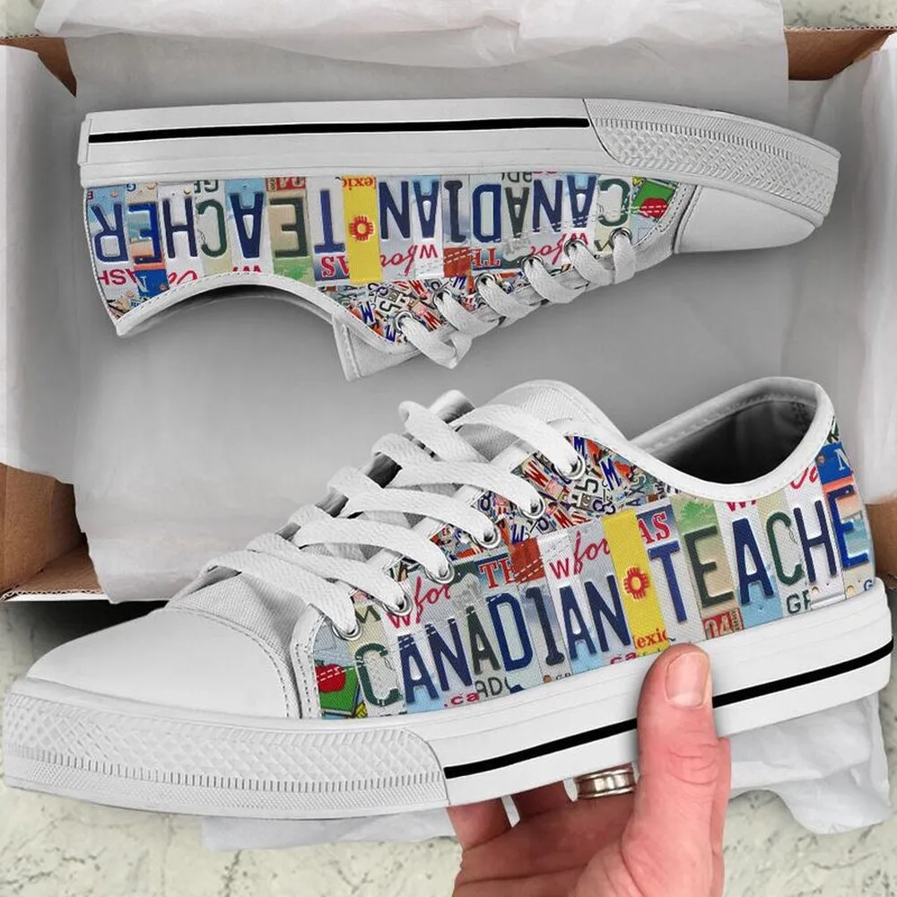 Canadian Teacher License Plates Low Top Shoes, Teacher Shoes, Low Top Sneakers