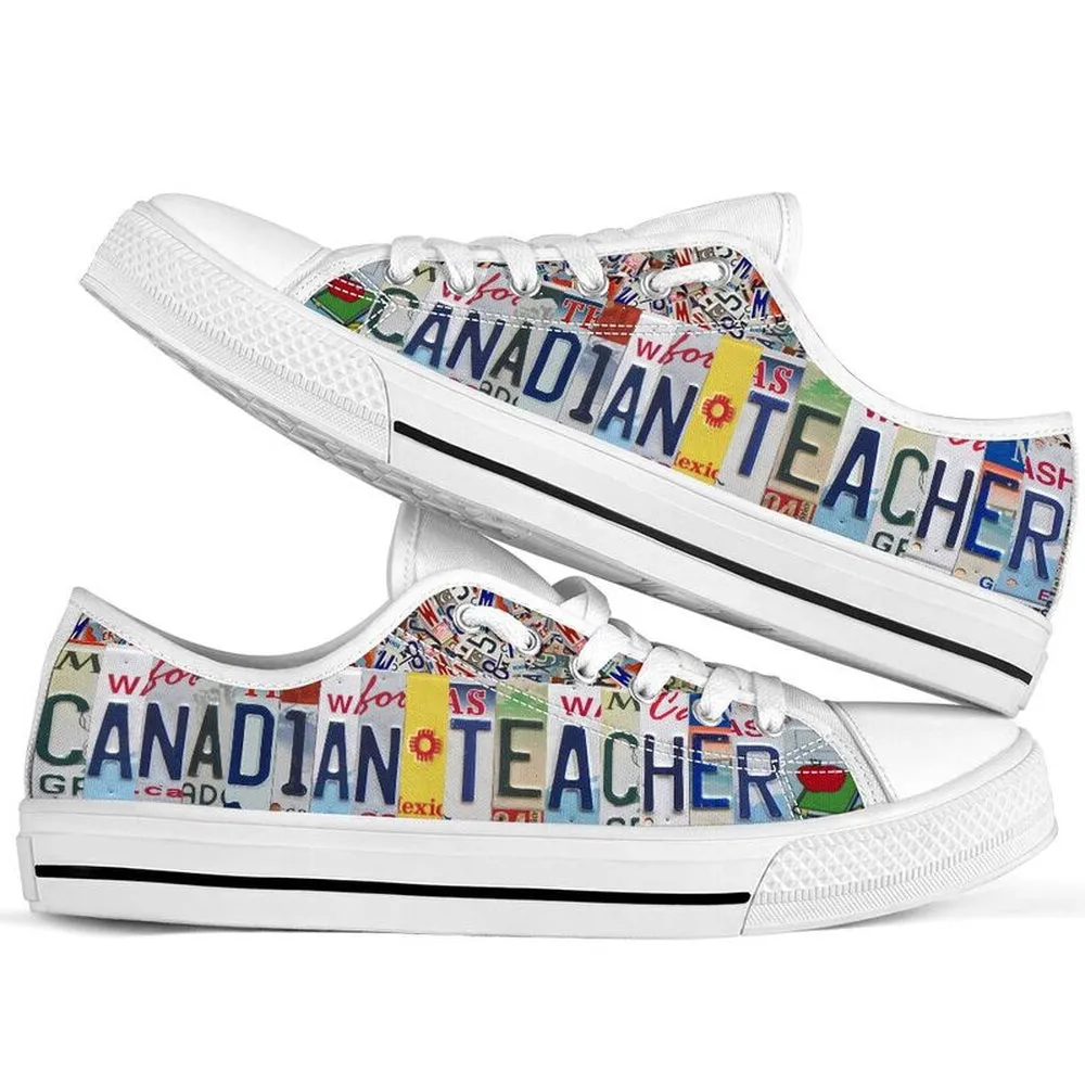 Canadian Teacher License Plates Low Top Shoes, Teacher Shoes, Low Top Sneakers