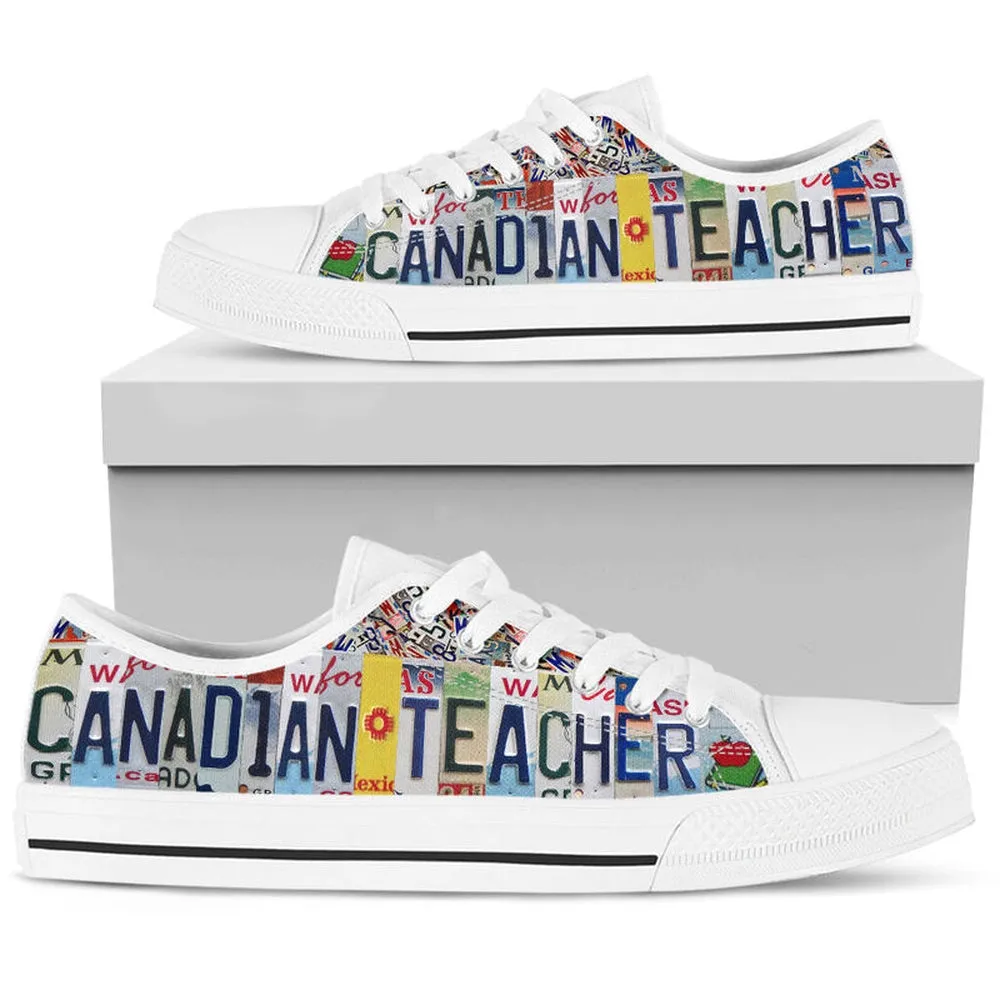 Canadian Teacher License Plates Low Top Shoes, Teacher Shoes, Low Top Sneakers