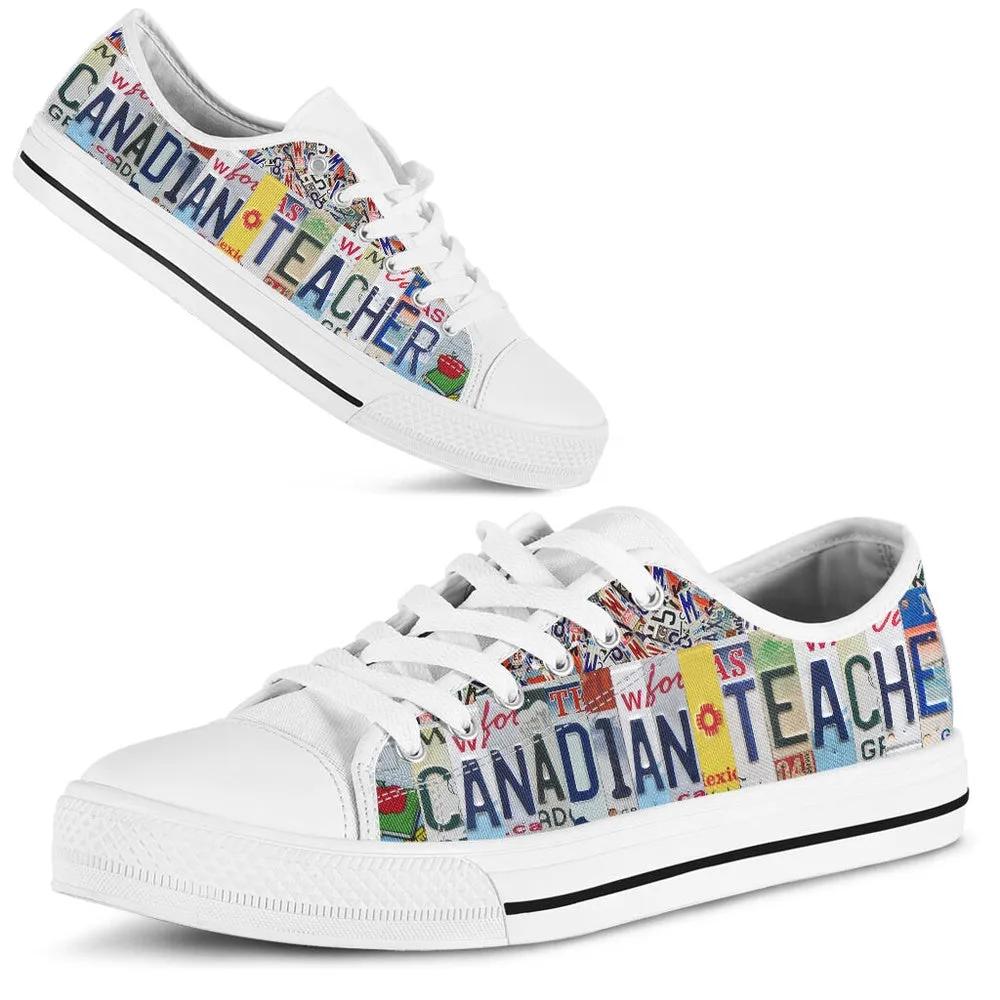 Canadian Teacher License Plates Low Top Shoes, Teacher Shoes, Low Top Sneakers