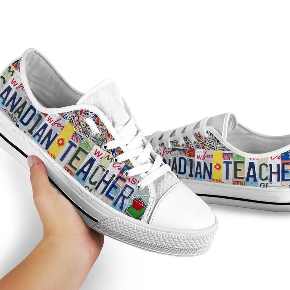 Canadian Teacher License Plates Low Top Shoes, Teacher Shoes, Low Top Sneakers