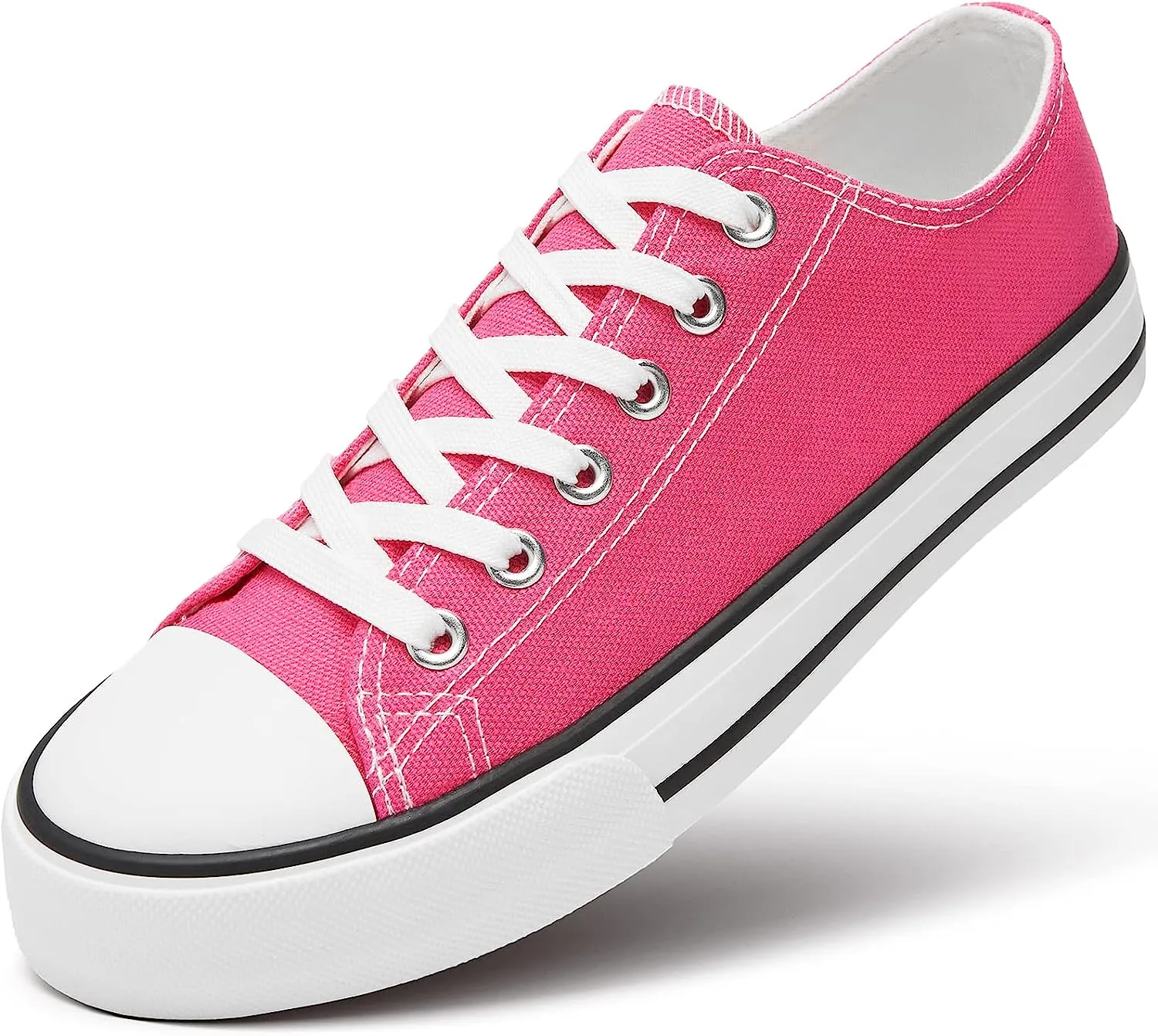 Canvas Pink Lace Up Low Top Casual Shoes