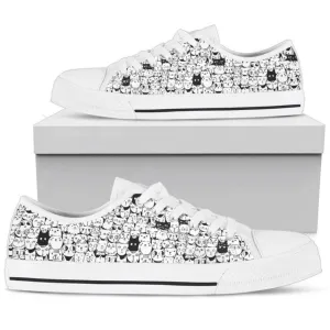 Cat Lover Womens Low Top Shoes -  Trendy Footwear, Cat Canvas Shoes