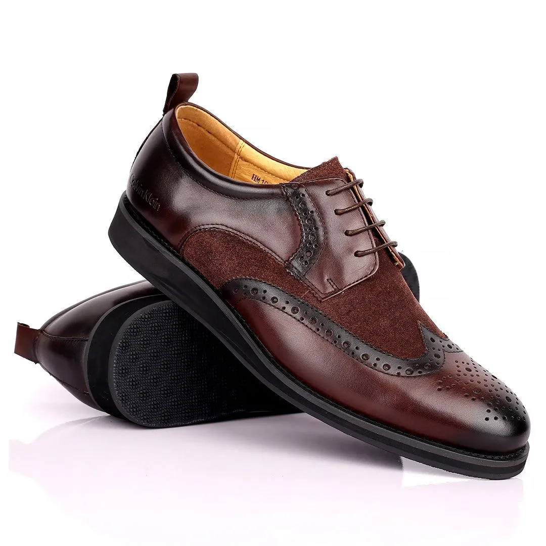 CK  Classic Brogue And Half Suede Designed Leather Shoe