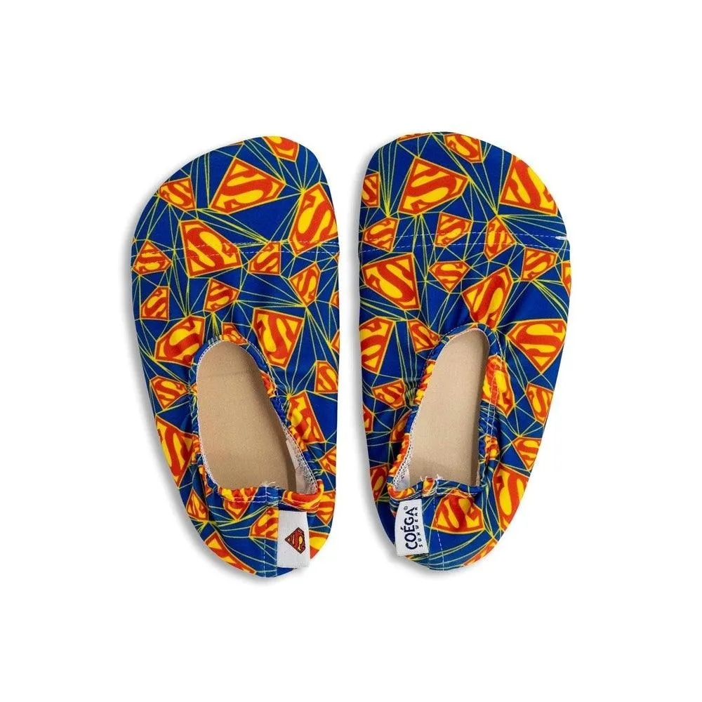 COEGA Boy's Pool Shoes - Warner Brothers 2021 Large - Blue Superman Logo