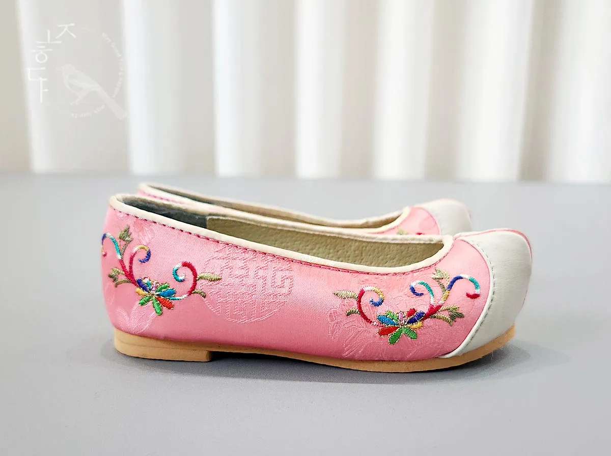 Colorful Flower Baby Girl Hanbok Shoes in Pink