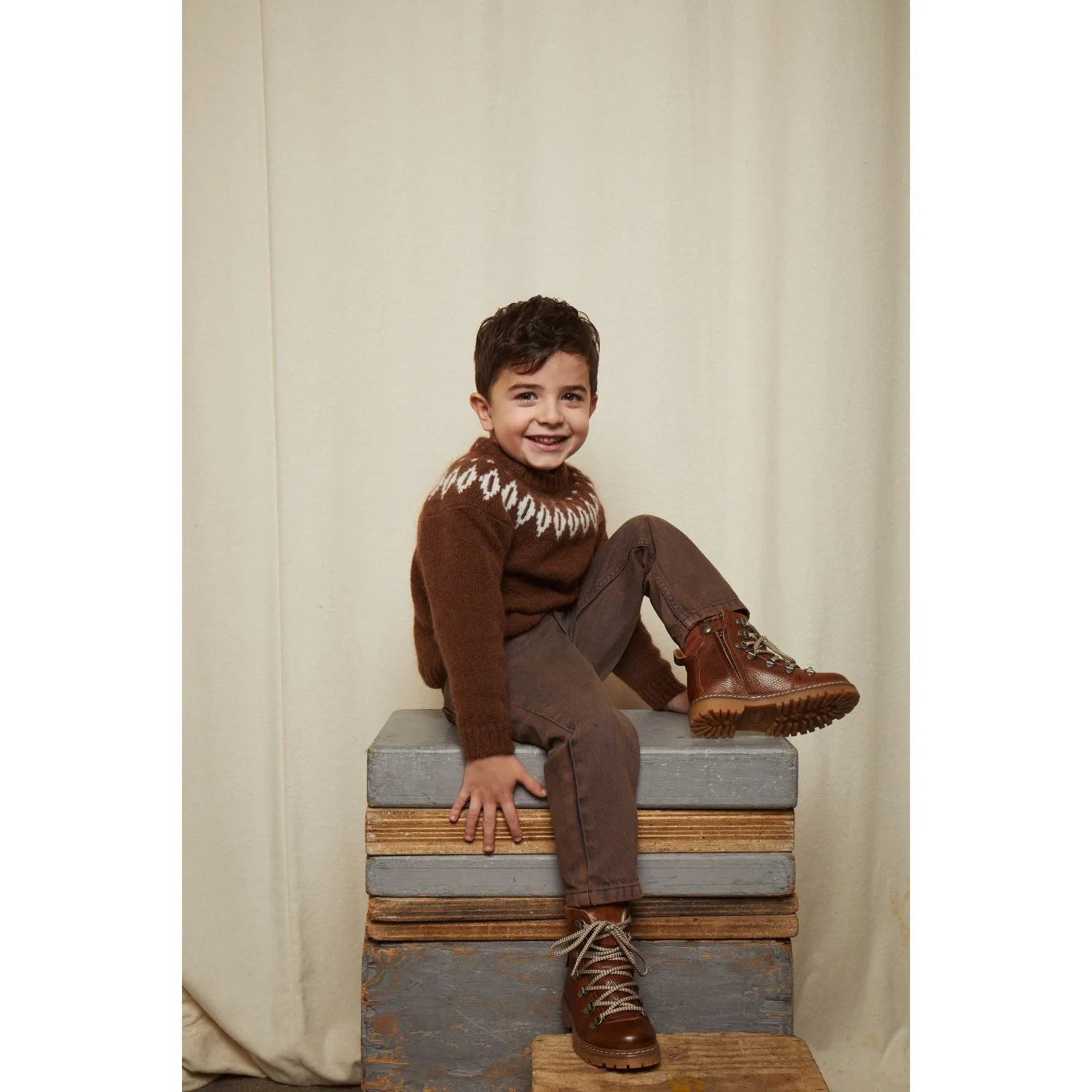 COPENHAGEN COLORS Dk Brown Dyed Organic Junior Jeans, Regular Fit