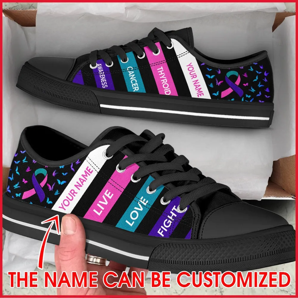 Custom Breast Cancer Shoes, Thyroid Cancer Shoes Plaid Low Top Shoes