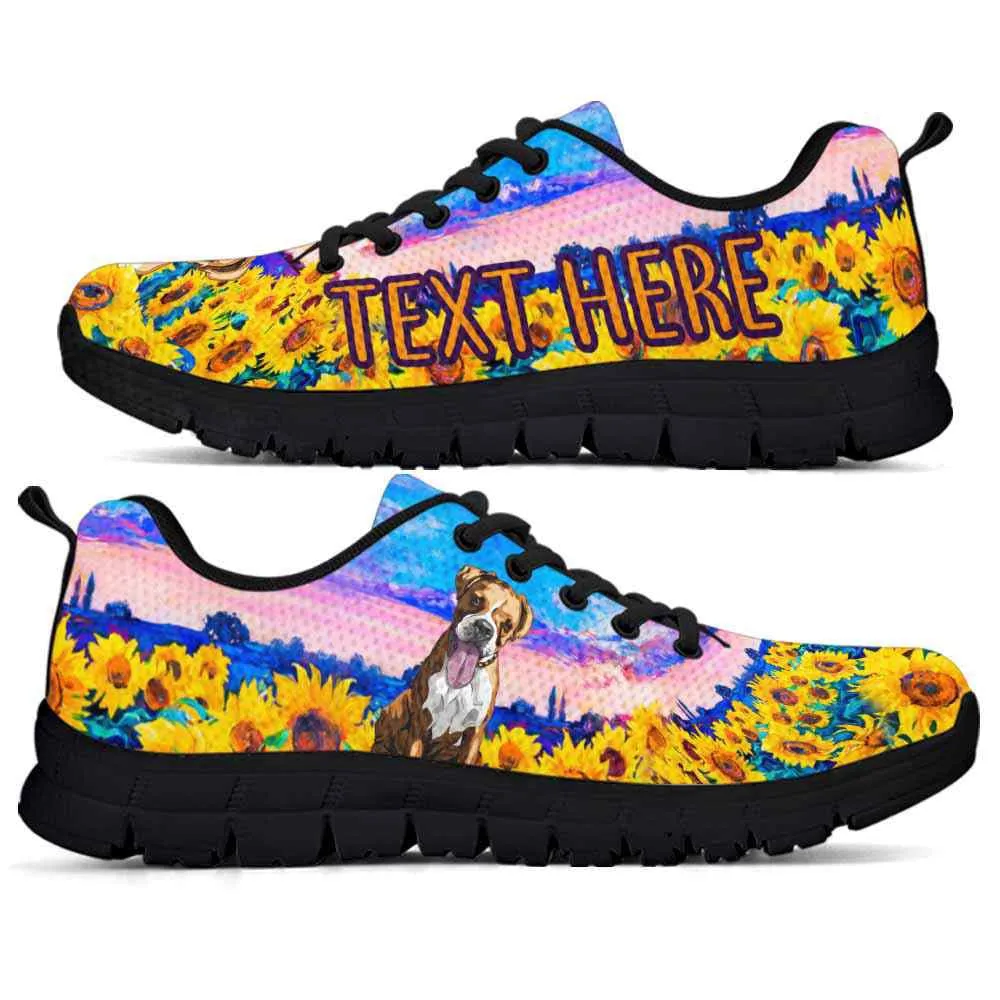 Custom Name Boxer Sneaker, Boxer Sunflower Sky Sneakers Running Shoes, Best Running Shoes