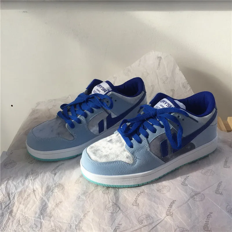 Cute Pink Blue Velour Retro Japanese Sneakers Shoe