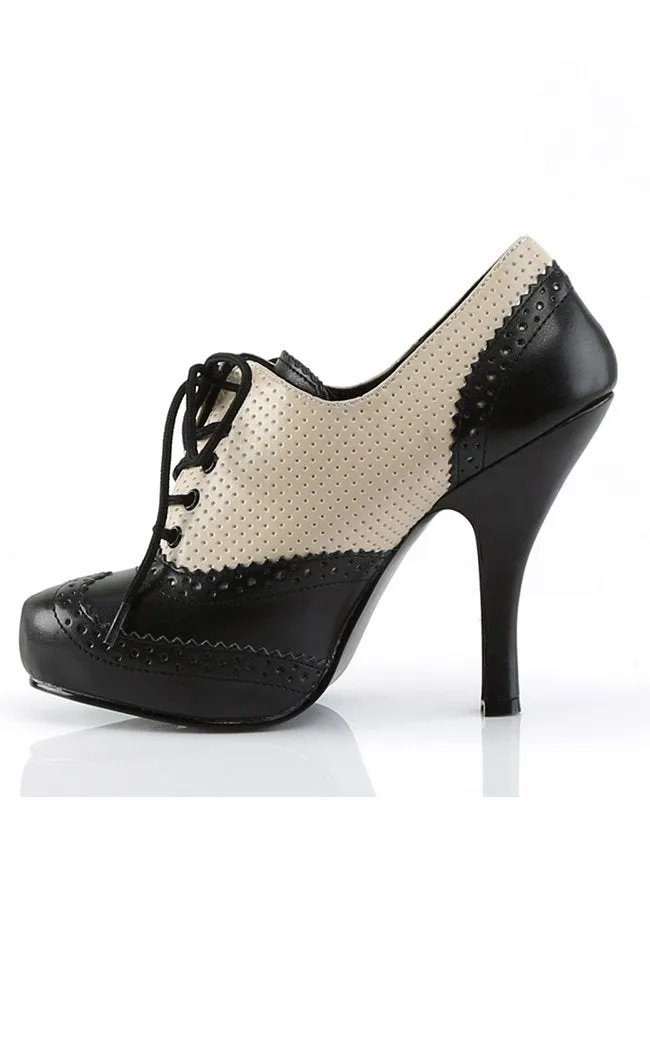 CUTIEPIE-14 Cream Black Oxford Heels (AU Stock)