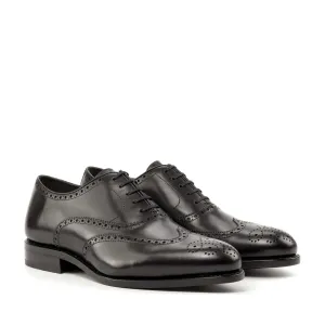 DapperFam Aeron in Black Men's Italian Leather Full Brogue