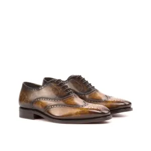 DapperFam Aeron in Cognac / Brown Men's Hand-Painted Patina Full Brogue