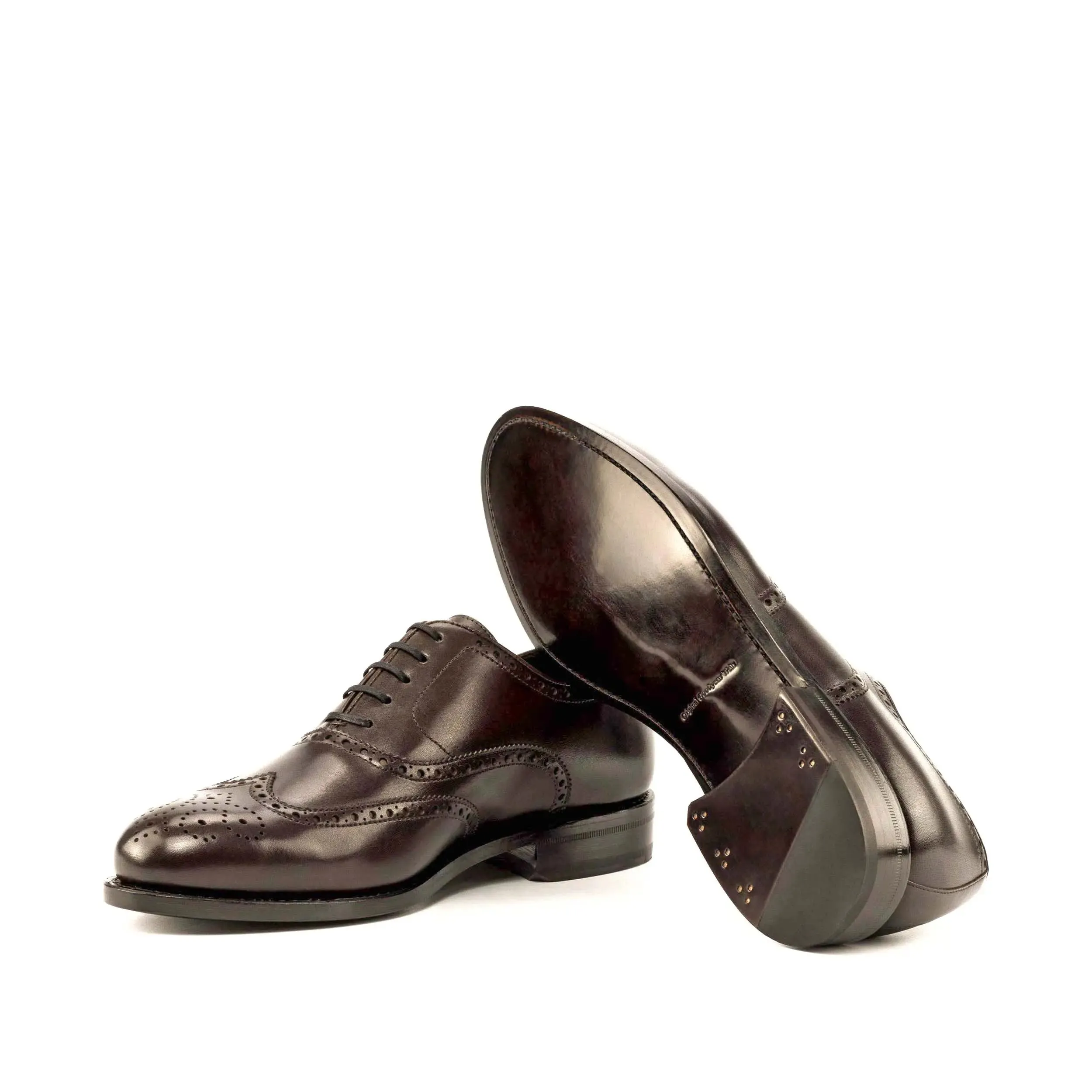 DapperFam Aeron in Dark Brown Men's Italian Leather Full Brogue